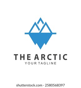 Iceberg logo  Antarctic Cold  Mountain Logo Design  with blue collor  simple design  