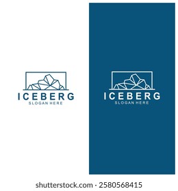 Iceberg logo  Antarctic Cold  Mountain Logo Design  with blue collor  simple design  