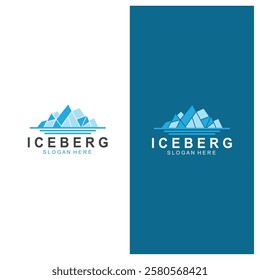 Iceberg logo  Antarctic Cold  Mountain Logo Design  with blue collor  simple design  