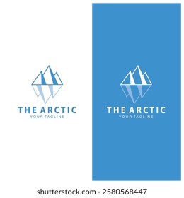 Iceberg logo  Antarctic Cold  Mountain Logo Design  with blue collor  simple design  