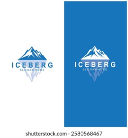 Iceberg logo  Antarctic Cold  Mountain Logo Design  with blue collor  simple design  