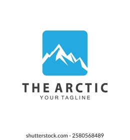 Iceberg logo  Antarctic Cold  Mountain Logo Design  with blue collor  simple design  