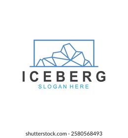 Iceberg logo  Antarctic Cold  Mountain Logo Design  with blue collor  simple design  