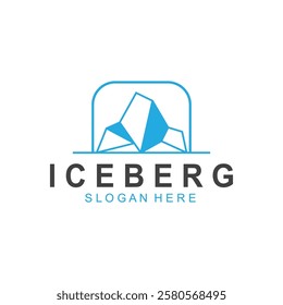 Iceberg logo  Antarctic Cold  Mountain Logo Design  with blue collor  simple design  