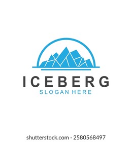 Iceberg logo  Antarctic Cold  Mountain Logo Design  with blue collor  simple design  