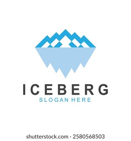 Iceberg logo  Antarctic Cold  Mountain Logo Design  with blue collor  simple design  