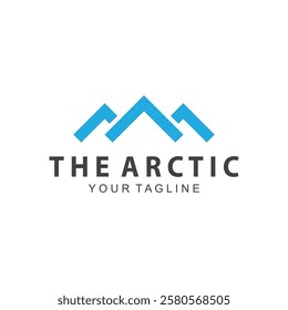 Iceberg logo  Antarctic Cold  Mountain Logo Design  with blue collor  simple design  