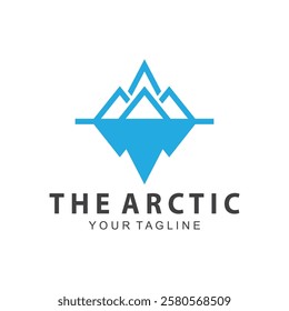 Iceberg logo  Antarctic Cold  Mountain Logo Design  with blue collor  simple design  