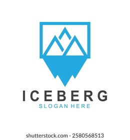 Iceberg logo  Antarctic Cold  Mountain Logo Design  with blue collor  simple design  