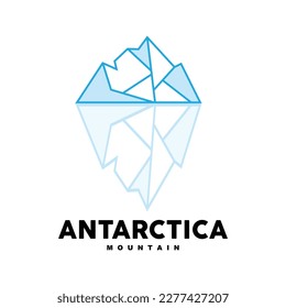 Iceberg Logo, Antarctic Mountains Vector In Ice Blue Color, Nature Design, Product Brand Illustration Template Icon