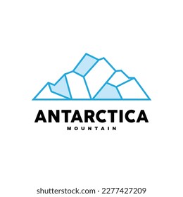 Iceberg Logo, Antarctic Mountains Vector In Ice Blue Color, Nature Design, Product Brand Illustration Template Icon