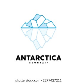 Iceberg Logo, Antarctic Mountains Vector In Ice Blue Color, Nature Design, Product Brand Illustration Template Icon