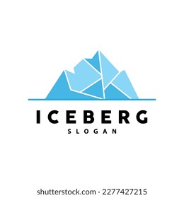 Iceberg Logo, Antarctic Mountains Vector In Ice Blue Color, Nature Design, Product Brand Illustration Template Icon