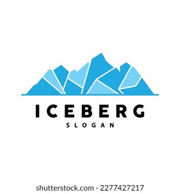 Logotipo Iceberg, Vector De Montañas Antárticas En Color Azul Hielo, Diseño De La Naturaleza, Icono De Plantilla De Ilustración De La Marca De Producto