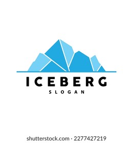 Iceberg Logo, Antarctic Mountains Vector In Ice Blue Color, Nature Design, Product Brand Illustration Template Icon