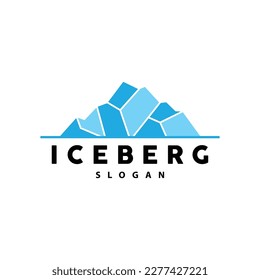 Iceberg Logo, Antarctic Mountains Vector In Ice Blue Color, Nature Design, Product Brand Illustration Template Icon