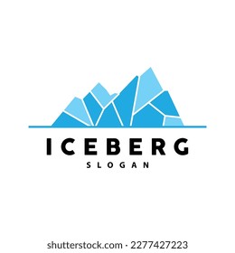 Iceberg Logo, Antarctic Mountains Vector In Ice Blue Color, Nature Design, Product Brand Illustration Template Icon