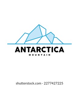 Iceberg Logo, Antarctic Mountains Vector In Ice Blue Color, Nature Design, Product Brand Illustration Template Icon