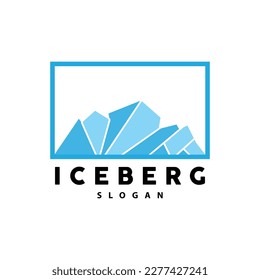 Iceberg Logo, Antarctic Mountains Vector In Ice Blue Color, Nature Design, Product Brand Illustration Template Icon