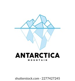 Iceberg Logo, Antarctic Mountains Vector In Ice Blue Color, Nature Design, Product Brand Illustration Template Icon