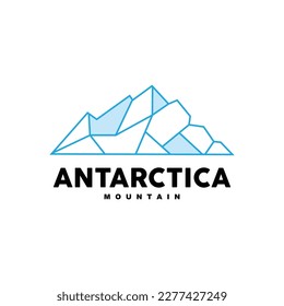 Iceberg Logo, Antarctic Mountains Vector In Ice Blue Color, Nature Design, Product Brand Illustration Template Icon