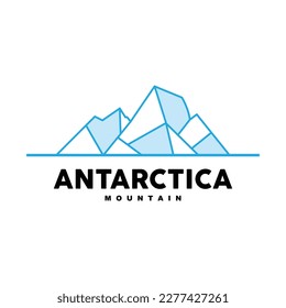 Iceberg Logo, Antarctic Mountains Vector In Ice Blue Color, Nature Design, Product Brand Illustration Template Icon