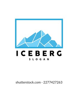 Iceberg Logo, Antarctic Mountains Vector In Ice Blue Color, Nature Design, Product Brand Illustration Template Icon