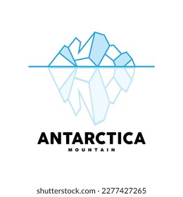 Iceberg-Logo, Vektor für antarktische Gebirge in eisblauer Farbe, Naturdesign, Vorlagensymbol für Produktmarken