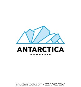 Logotipo Iceberg, Vector De Montañas Antárticas En Color Azul Hielo, Diseño De La Naturaleza, Icono De Plantilla De Ilustración De La Marca De Producto