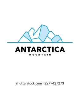 Iceberg Logo, Antarctic Mountains Vector In Ice Blue Color, Nature Design, Product Brand Illustration Template Icon