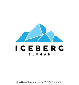 Iceberg Logo, Antarctic Mountains Vector In Ice Blue Color, Nature Design, Product Brand Illustration Template Icon
