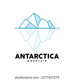 Iceberg Logo, Antarctic Mountains Vector In Ice Blue Color, Nature Design, Product Brand Illustration Template Icon