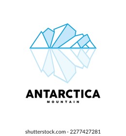 Iceberg Logo, Antarctic Mountains Vector In Ice Blue Color, Nature Design, Product Brand Illustration Template Icon