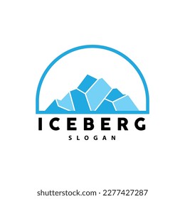 Iceberg Logo, Antarctic Mountains Vector In Ice Blue Color, Nature Design, Product Brand Illustration Template Icon