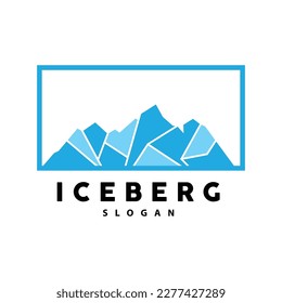 Iceberg Logo, Antarctic Mountains Vector In Ice Blue Color, Nature Design, Product Brand Illustration Template Icon