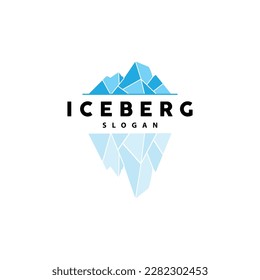 Iceberg Logo, Antarctic Mountains Vector In Ice Blue Color, Nature Design, Product Brand Illustration Template Icon