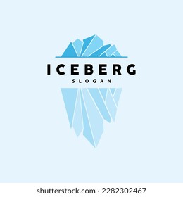 Iceberg Logo, Antarctic Mountains Vector In Ice Blue Color, Nature Design, Product Brand Illustration Template Icon