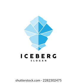 Iceberg Logo, Antarctic Mountains Vector In Ice Blue Color, Nature Design, Product Brand Illustration Template Icon