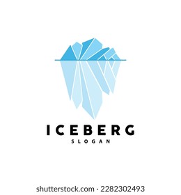 Logotipo Iceberg, Vector De Montañas Antárticas En Color Azul Hielo, Diseño De La Naturaleza, Icono De Plantilla De Ilustración De La Marca De Producto