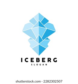 Iceberg Logo, Antarctic Mountains Vector In Ice Blue Color, Nature Design, Product Brand Illustration Template Icon
