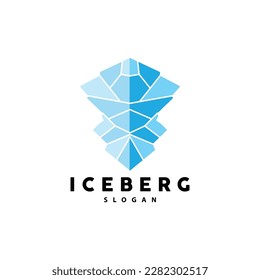 Iceberg Logo, Antarctic Mountains Vector In Ice Blue Color, Nature Design, Product Brand Illustration Template Icon