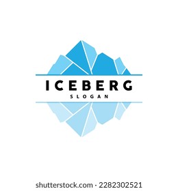 Logotipo Iceberg, Vector De Montañas Antárticas En Color Azul Hielo, Diseño De La Naturaleza, Icono De Plantilla De Ilustración De La Marca De Producto