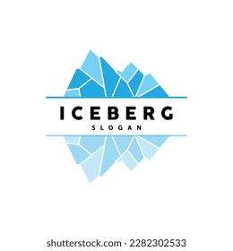 Iceberg Logo, Antarctic Mountains Vector In Ice Blue Color, Nature Design, Product Brand Illustration Template Icon