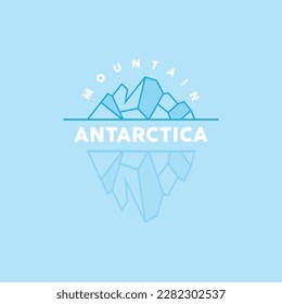 Iceberg Logo, Antarctic Mountains Vector In Ice Blue Color, Nature Design, Product Brand Illustration Template Icon