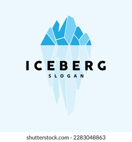 Iceberg Logo, Antarctic Mountains Vector In Ice Blue Color, Nature Design, Product Brand Illustration Template Icon