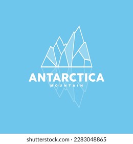 Iceberg Logo, Antarctic Mountains Vector In Ice Blue Color, Nature Design, Product Brand Illustration Template Icon