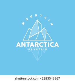 Iceberg Logo, Antarctic Mountains Vector In Ice Blue Color, Nature Design, Product Brand Illustration Template Icon