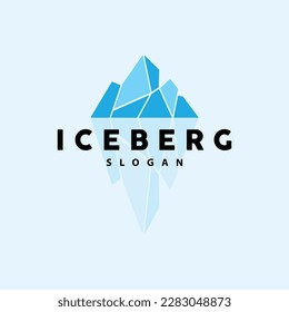 Iceberg Logo, Antarctic Mountains Vector In Ice Blue Color, Nature Design, Product Brand Illustration Template Icon