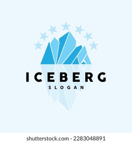 Iceberg Logo, Antarctic Mountains Vector In Ice Blue Color, Nature Design, Product Brand Illustration Template Icon