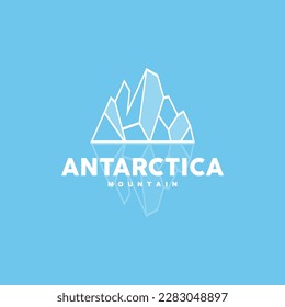 Iceberg Logo, Antarctic Mountains Vector In Ice Blue Color, Nature Design, Product Brand Illustration Template Icon